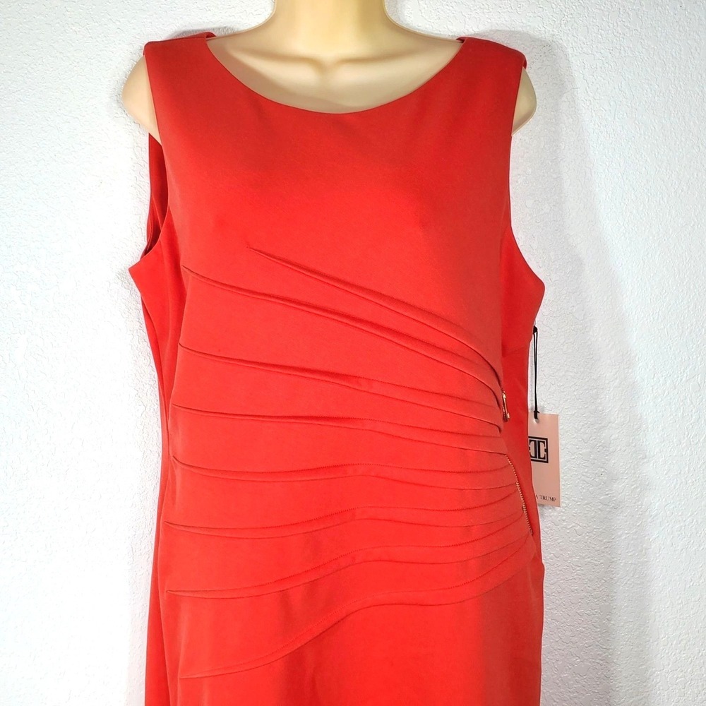 Ivanka Trump Size 16 Orange Starburst Sleeveless Sheath Dress NWT - Picture 6 of 12
